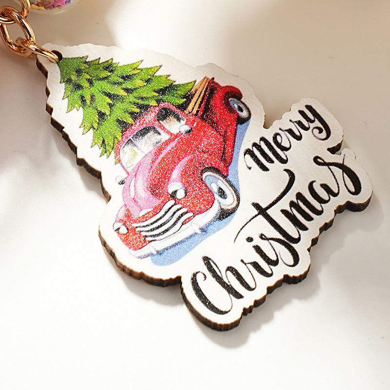 Wholesale Creative Santa Claus Christmas Gifts Wooden Cartoon Keychain